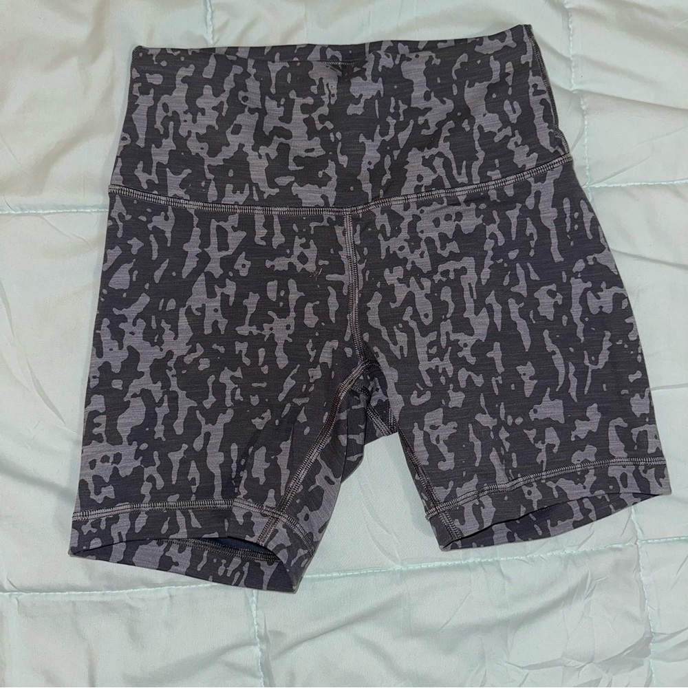 lululemon athletica Gray Camo High-Rise Bike Shorts